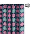 thumbnail image 1 of Ambesonne Xmas Curtains, Floral Circles Vertical Border, Pair of 28"x84", Dark Blue Teal Pink, 1 of 5