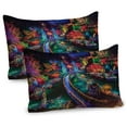 thumbnail image 1 of Ambesonne Xmas Pillow Sham 2 Pack, Colorful Christmas View Nature, 36"x20", Teal and Red, 1 of 3