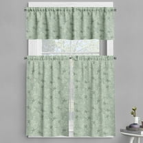 Ambesonne Xmas Valance & Curtain, Ornamental Wintery Elements, 55"x45", Pale Sage Green Cream