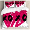 thumbnail image 1 of Ambesonne Xo Duvet Cover Sets, Calligraphy Lovers, 2-King, Pink and Black, 1 of 3