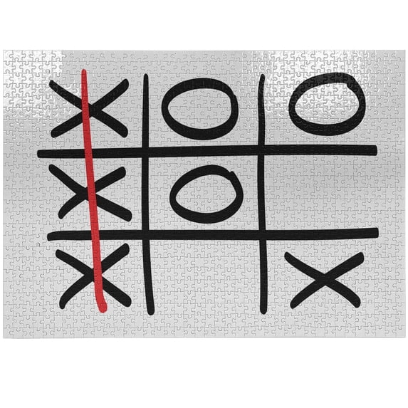 Ambesonne Xo Jigsaw Puzzle Durable Cardboard, Popular Game Theme Pattern, 1000 pcs, Vermilion Black White