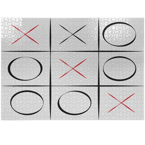 Ambesonne Xo Jigsaw Puzzle Durable Cardboard, Simplistic Game Pattern, 1000 pcs, Vermilion Black White