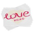 thumbnail image 1 of Ambesonne Xo Place Mats Set of 4, Heart Letters Love, Standard Size, Dark Coral and Cream, 1 of 6