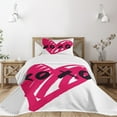 thumbnail image 1 of Ambesonne Xo Quilted Bedspread Set 2 Pcs, Calligraphy Lovers, Twin Size, Pink and Black, 1 of 5