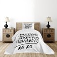 thumbnail image 1 of Ambesonne Xo Quilted Bedspread Set 2 Pcs, Mermaid Kiss Starfish Words, Twin Size, Black and White, 1 of 6