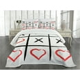 thumbnail image 1 of Ambesonne Xo Quilted Bedspread Set 3 Pcs, Humor Love Hobby, Queen Size, Vermilion Pale Grey, 1 of 5