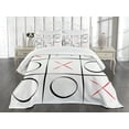 thumbnail image 1 of Ambesonne Xo Quilted Bedspread Set 3 Pcs, Simplistic Game Pattern, Queen Size, Vermilion Black White, 1 of 5