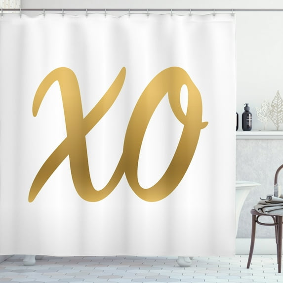 Ambesonne Xo Shower Curtain, Classical Vintage Design, 69"Wx75"L, Sand Brown White