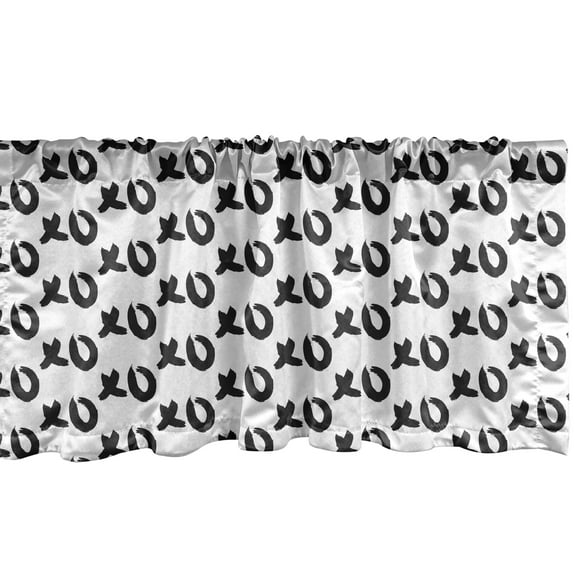 Ambesonne Xo Window Valance, Paintbrush Words Art, 42" x 12", Black and White