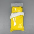 thumbnail image 1 of Ambesonne Yellow Bedding Set 3 Pcs, Easter Rabbit Bunny, Twin XL, Yellow White, 1 of 3