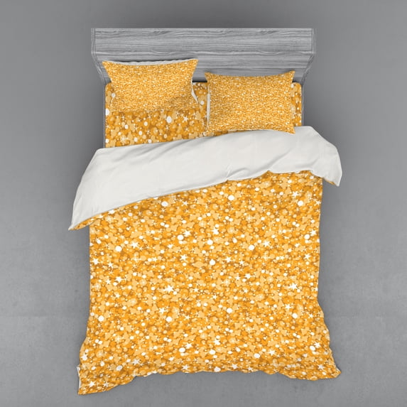 Ambesonne Yellow Bedding Set 4 Pcs, Abstract Polka Dots Art, Queen, Orange