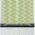 thumbnail image 1 of Ambesonne Yellow Bird Kitchen Curtains, Little Chickens, 55"x45", Green Champagne, 1 of 1