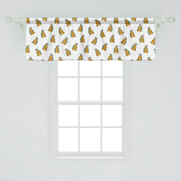 Ambesonne Yellow Bird Window Valance, Continuous Exotic Animal Pattern with Tropic Parrots, Curtain Valance for Kitchen Bedroom Decor with Rod Pocket, 54" X 18", Dark Yellow Cadet Blue