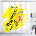 thumbnail image 1 of Ambesonne Yellow Black Shower Curtain, Jazz Saxophone, 69"Wx84"L, Yellow Black, 1 of 5