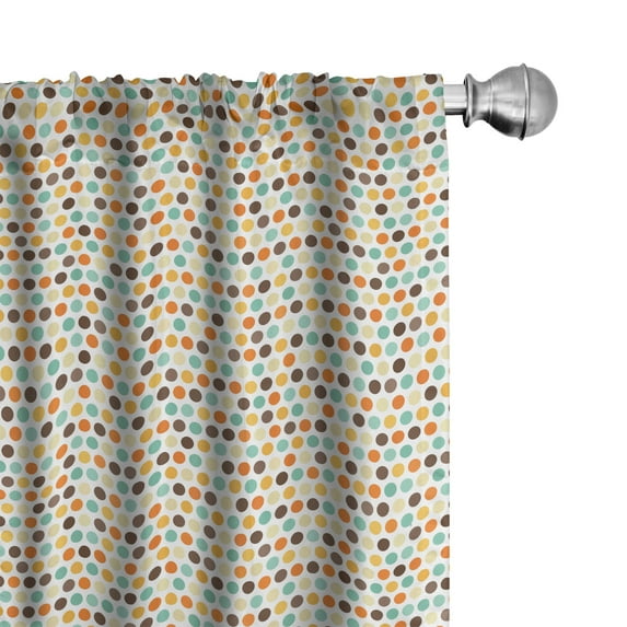 Ambesonne Yellow Brown 4-Panel Curtains, Colorful Polka Dots, 56"x84", Pale Earth Yellow Taupe