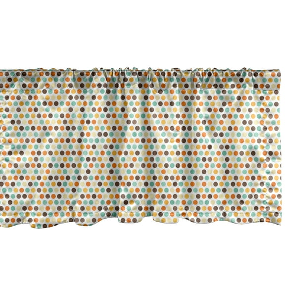 Ambesonne Yellow Brown Window Valance, Colorful Polka Dots, 54" X 18", Pale Earth Yellow Taupe