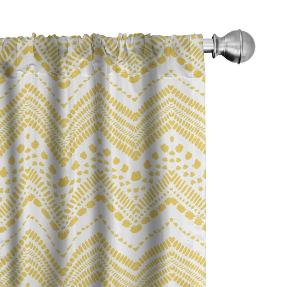 Ambesonne Yellow Chevron Curtains, Colorful Folk Zigzag, Pair of 28"x84", Mustard White