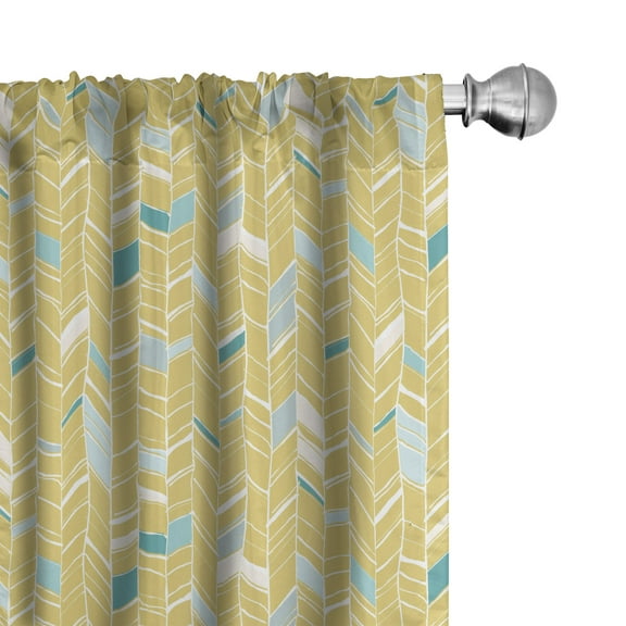 Ambesonne Yellow Chevron Curtains, Herringbone Art, Pair of 28"x63", Pale Blue Mustard