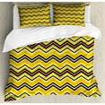 thumbnail image 1 of Ambesonne Yellow Chevron Duvet Cover Sets, Modern, 2-Queen, Yellow Orange Black, 1 of 7