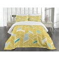 thumbnail image 1 of Ambesonne Yellow Chevron Quilted Bedspread Set 3 Pcs, Herringbone Art, Queen Size, Pale Blue Mustard, 1 of 5