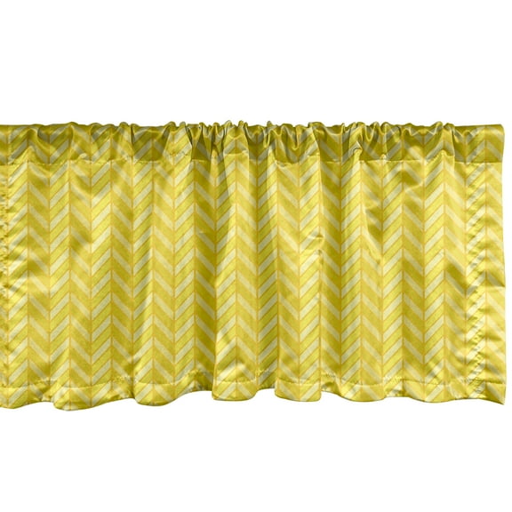 Ambesonne Yellow Chevron Window Valance, Vertical Retro, 54" X 18", Avocado Green Yellow