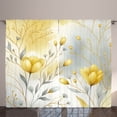 thumbnail image 1 of Ambesonne Yellow Curtains 2 Panel Set, Autumnal Flowery Leaves Art, 108" x 84", Dark Sea Green Mustard, 1 of 2