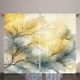 thumbnail image 1 of Ambesonne Yellow Curtains 2 Panel Set, Autumnal Melancholy Branches, 108" x 108", Khaki Slate Blue Eggshell, 1 of 2