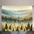 thumbnail image 1 of Ambesonne Yellow Curtains 2 Panel Set, Fantasy Sunrise Woods Print, 108" x 63", Soft Blue Emerald and Mustard, 1 of 2