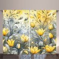 thumbnail image 1 of Ambesonne Yellow Curtains 2 Panel Set, Nostalgia Feel Tulips Leaves, 108" x 84", Purpleblue Mustard Grey, 1 of 2