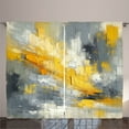 thumbnail image 1 of Ambesonne Yellow Curtains 2 Panel Set, Surreal Brush Strokes Print, 108" x 108", Purpleblue Marigold Grey, 1 of 2