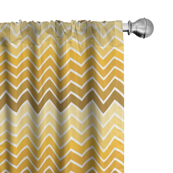 Ambesonne Yellow Curtains, Chevron Zigzag Ombre, Pair of 28"x95", Yellow Pale Yellow