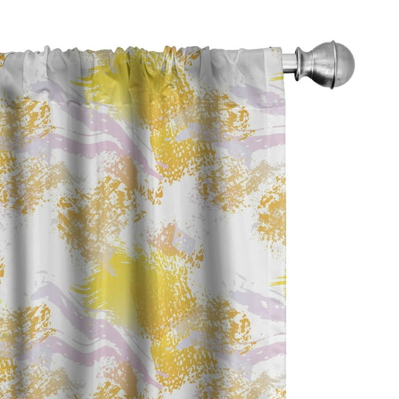 Ambesonne Yellow Curtains, Grunge Abstract Ornament, Pair of 28"x63", Orange Pale Grey White