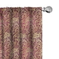 thumbnail image 1 of Ambesonne Yellow Damask Window Curtains, Swirly Oriental, Each 28" W x 63" L, Yellow and Magenta, 1 of 4