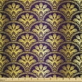 thumbnail image 1 of Ambesonne Yellow Damask Fabric by the Yard Microfiber, Peacock Motif, 2 Yards, Yellow and Purple, 1 of 4