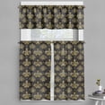 thumbnail image 1 of Ambesonne Yellow Damask Valance & Curtain, Royal Venetian, 55"x30", Charcoal Grey and Yellow, 1 of 7