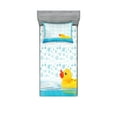 thumbnail image 1 of Ambesonne Yellow Duck Fitted Sheet & Pillow Sham Set, Animal on Water Bubbles, Twin, Sky Blue Yellow White, 1 of 2