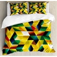 thumbnail image 1 of Ambesonne Yellow Duvet Cover Set, Geometric Green, King, Yellow Dark Green, 1 of 3