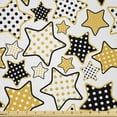 thumbnail image 1 of Ambesonne Yellow Fabric by the Yard Microfiber, Retro Polka Dotted Stars, 1 Yard, Marigold Black White, 1 of 2