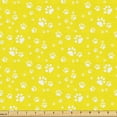 thumbnail image 1 of Ambesonne Yellow Fabric by the Yard Upholstery, Repeated Dog Cat Paw Motifs, 5 Yards, White Yellow, 1 of 5