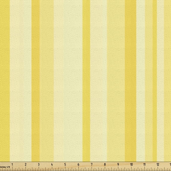 Ambesonne Yellow Fabric by the Yard Upholstery, Vertical Monotone Lines Art, 10 Yards, Mustard Pale Yellow