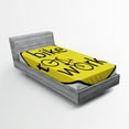 thumbnail image 1 of Ambesonne Yellow Fitted Sheet, Bike to Work Lettering Sign, Twin Size, Yellow Black, 1 of 2