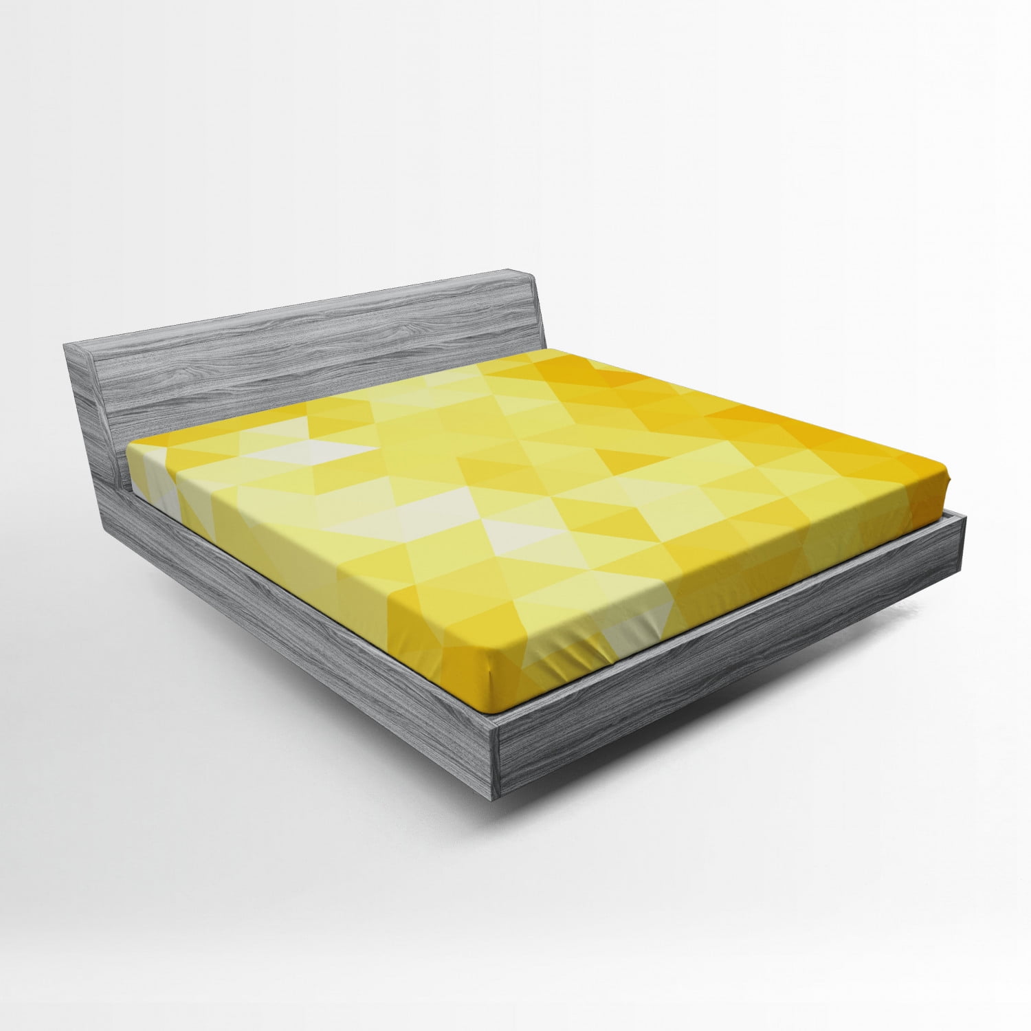 Yellow Geometric Triangle Queen Microfiber Fitted Sheet