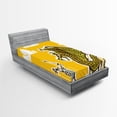 thumbnail image 1 of Ambesonne Yellow Fitted Sheet, Knight with Dragon, Twin Size, Yellow, 1 of 2