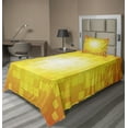 thumbnail image 1 of Ambesonne Yellow Fitted & Top Sheet Set with Sham, Retro Pixel Art Squares, Orange Yellow, 1 of 4