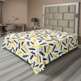 thumbnail image 1 of Ambesonne Yellow Flat Sheet, Watercolor Boho Feathers Art, Full Size, Mustard Black and Grey, 1 of 1