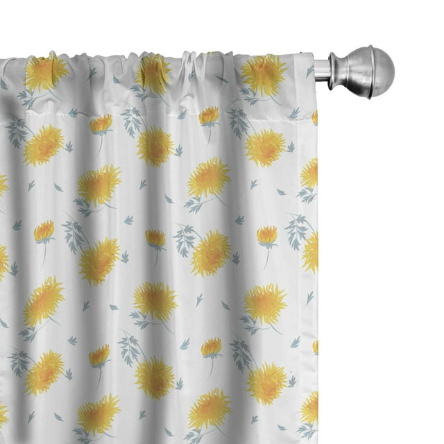 Ambesonne Yellow Flower Curtains, Autumn Florets, Pair of 28"x63
