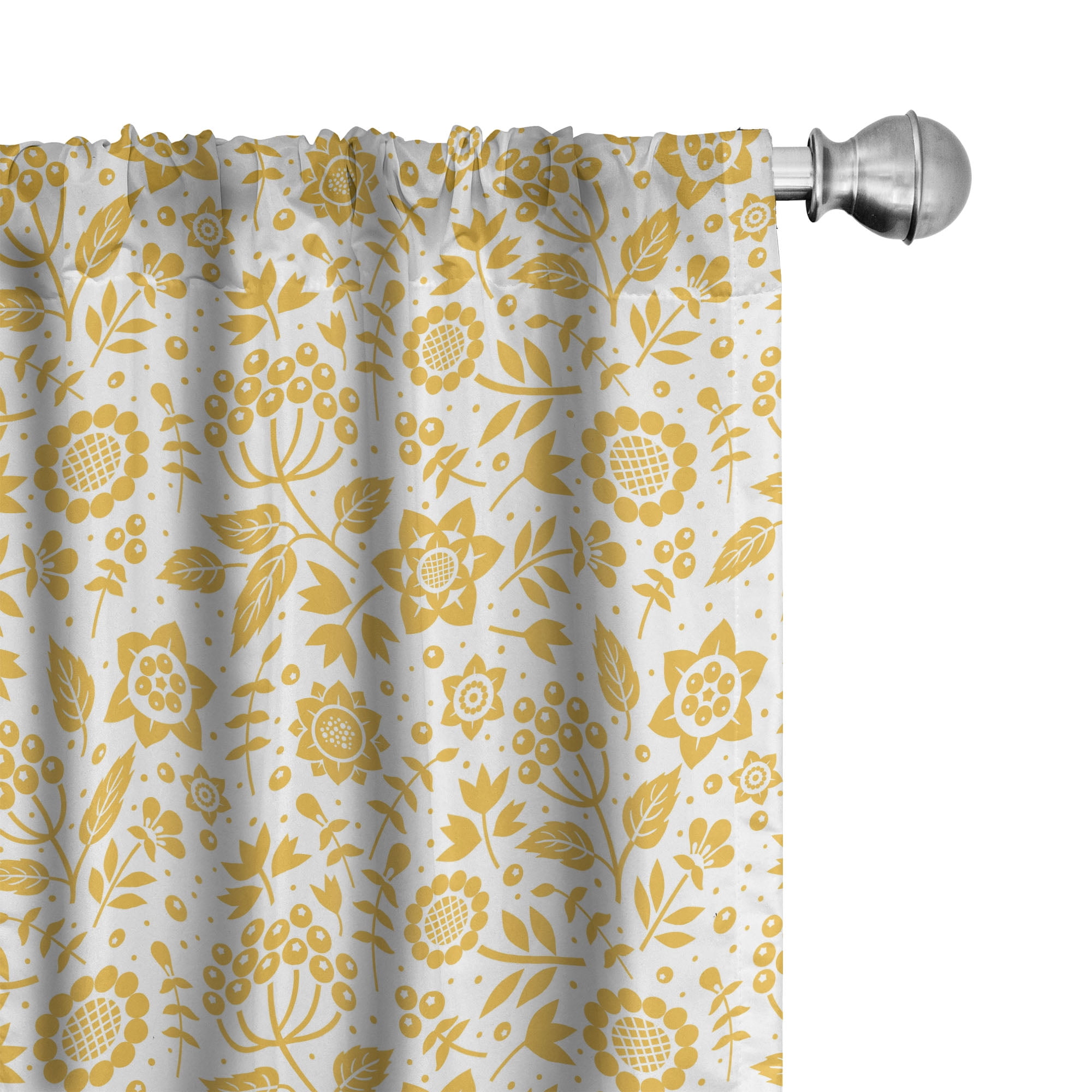 Ambesonne Yellow Flower Curtains, Rustic Nature, Pair of 28"x84