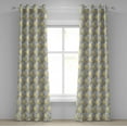 thumbnail image 1 of Ambesonne Yellow Flower Grommet Curtain, 60's Pattern, 50" x 108", Pale Yellow Pale Grey, 1 of 6