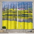 thumbnail image 1 of Ambesonne Yellow Flower Kitchen Curtains, Spring Scenery, 55"x39", Hunter Green Yellow, 1 of 3