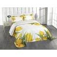 thumbnail image 1 of Ambesonne Yellow Flower Quilted Bedspread Set 3 Pcs, Yellow Tulips, Queen Size, Fern Green Mustard, 1 of 5